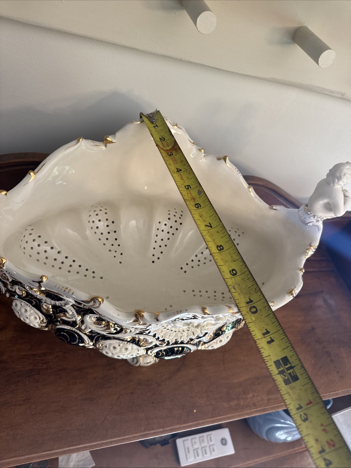 Vintage Mid Century Italian Capodimonte Cherub Porcelian Fruit Bowl Centerpiece