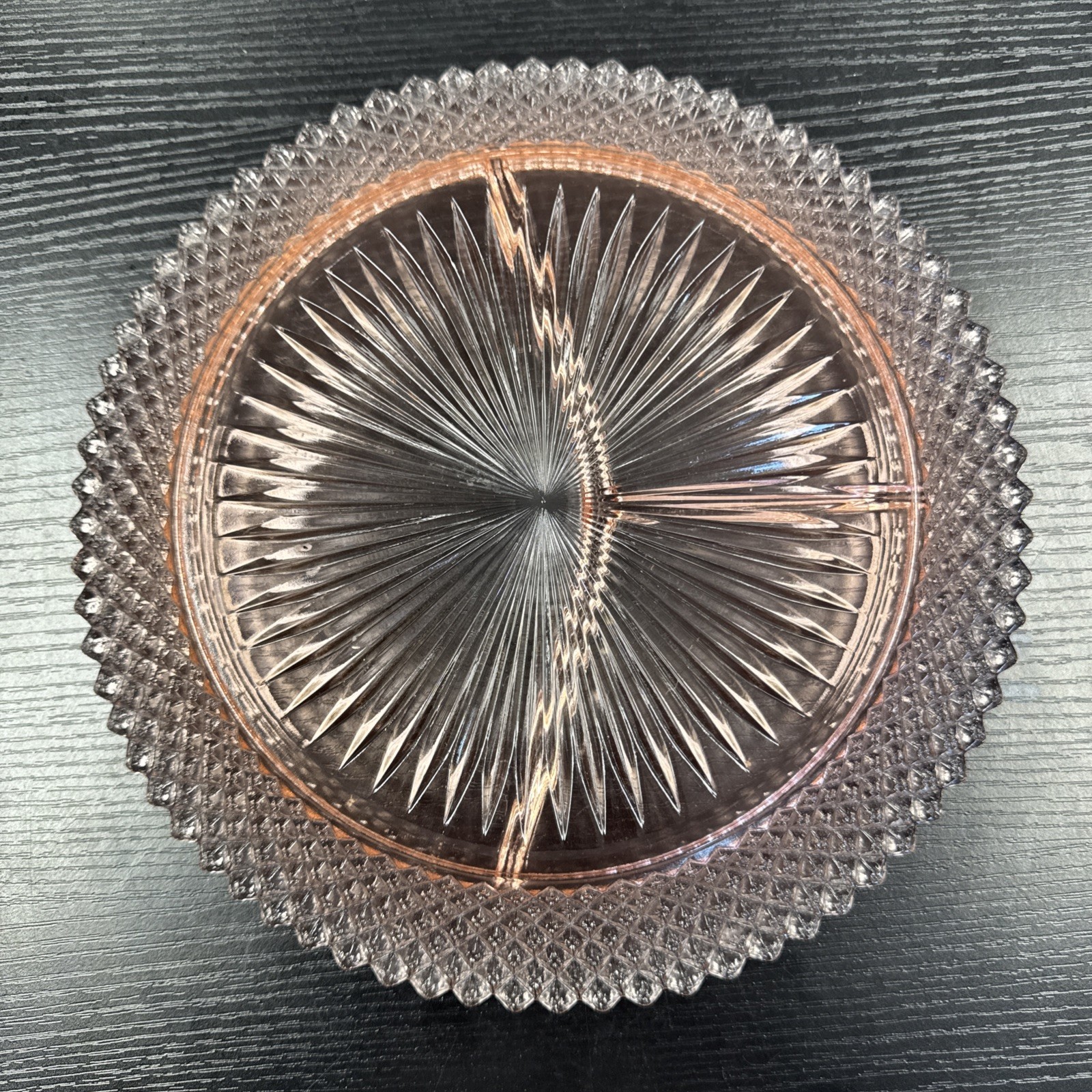 AH Miss America Glass 10-1/4″ Divided 3 Section Plate W/scratches On Bottom