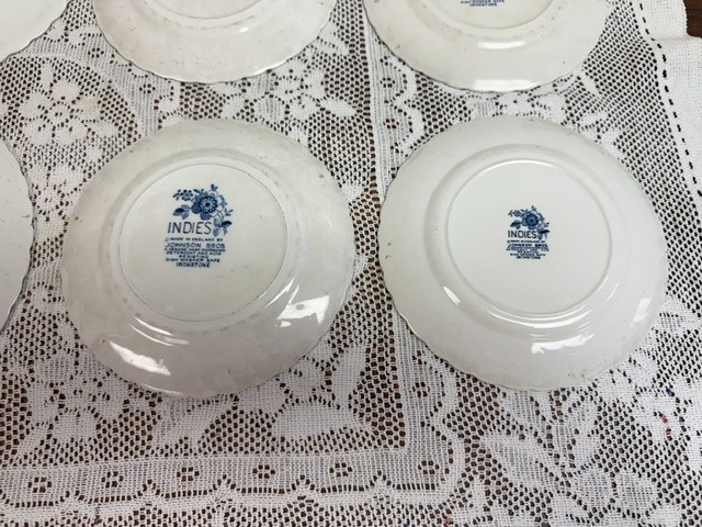 Johnson Brothers INDIES BLUE – 4 Luncheon Plates 8 5/8″ & 4 Dessert Plates 6 3/4
