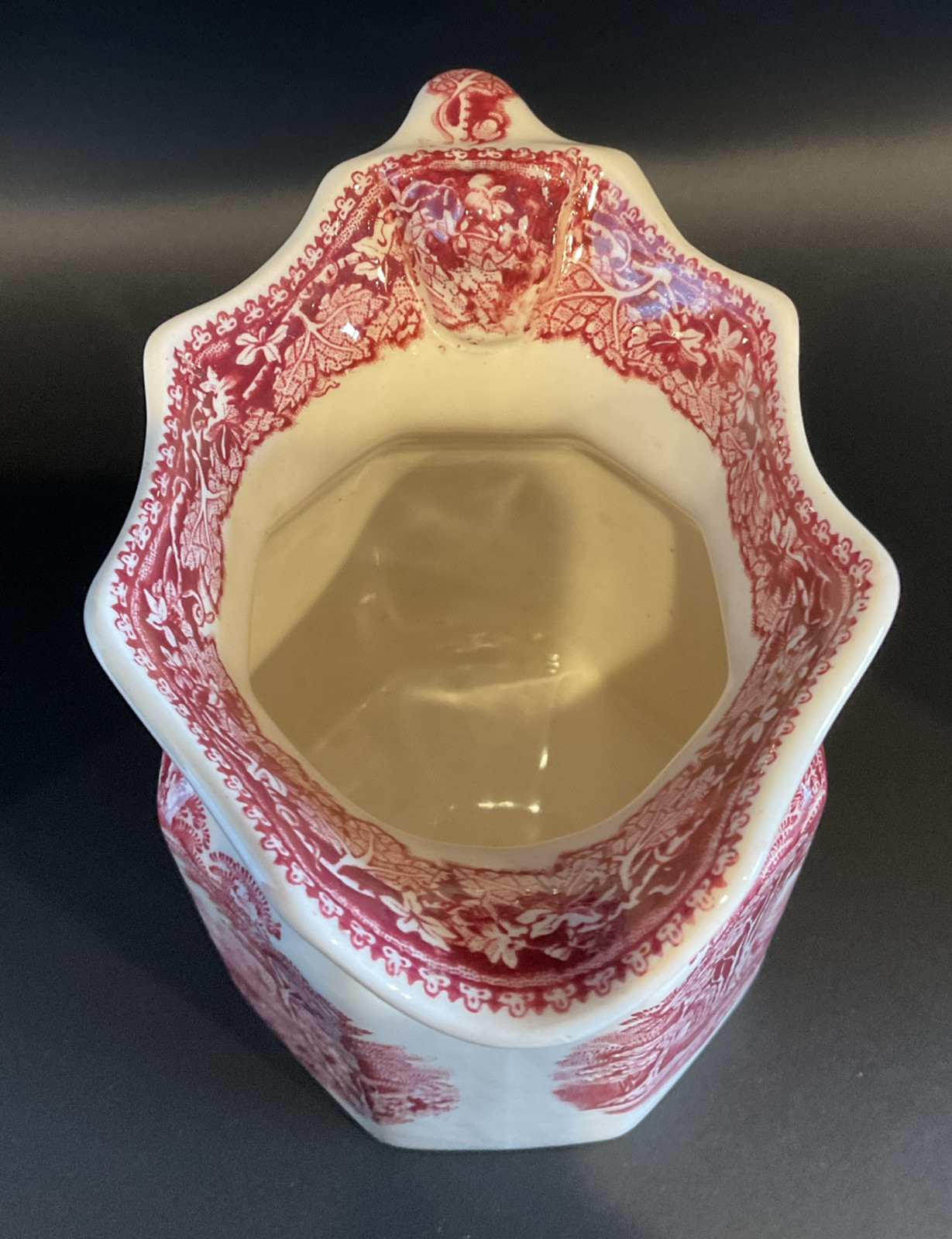 VTG Mason’s Ironstone Vista England Jug Pitcher Pink Red 5 1/2 Inches