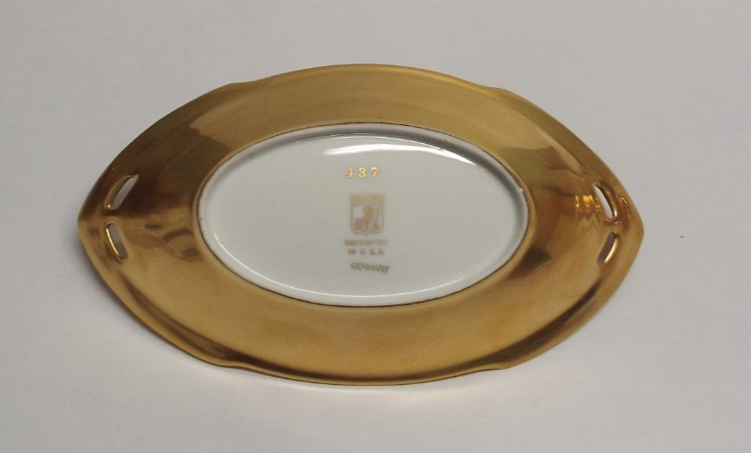 PICKARD Rose & Daisy Gold Porcelain Candy Dish – #437, 8″x4″, NO chips/cracks