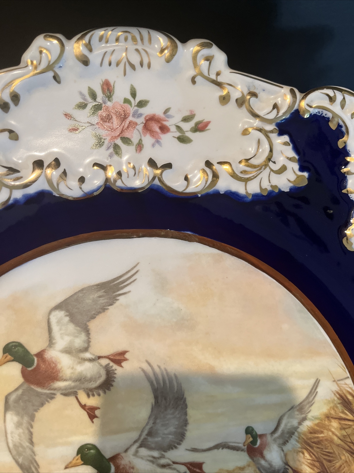 Racater Wall Plate Geese Ducks Fancy Edge Made In Spain Vintage MCM 13” READ