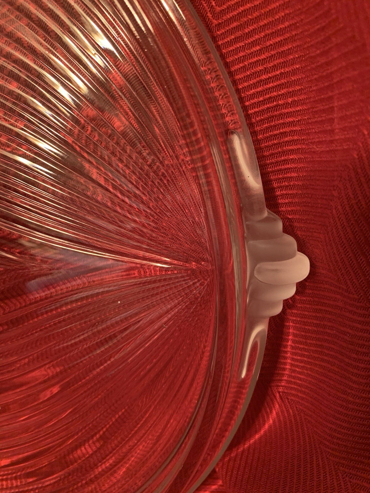 Mikasa Walther Neoclassical Crystal Ribbed Round Frosted Handles 13”Platter EUC