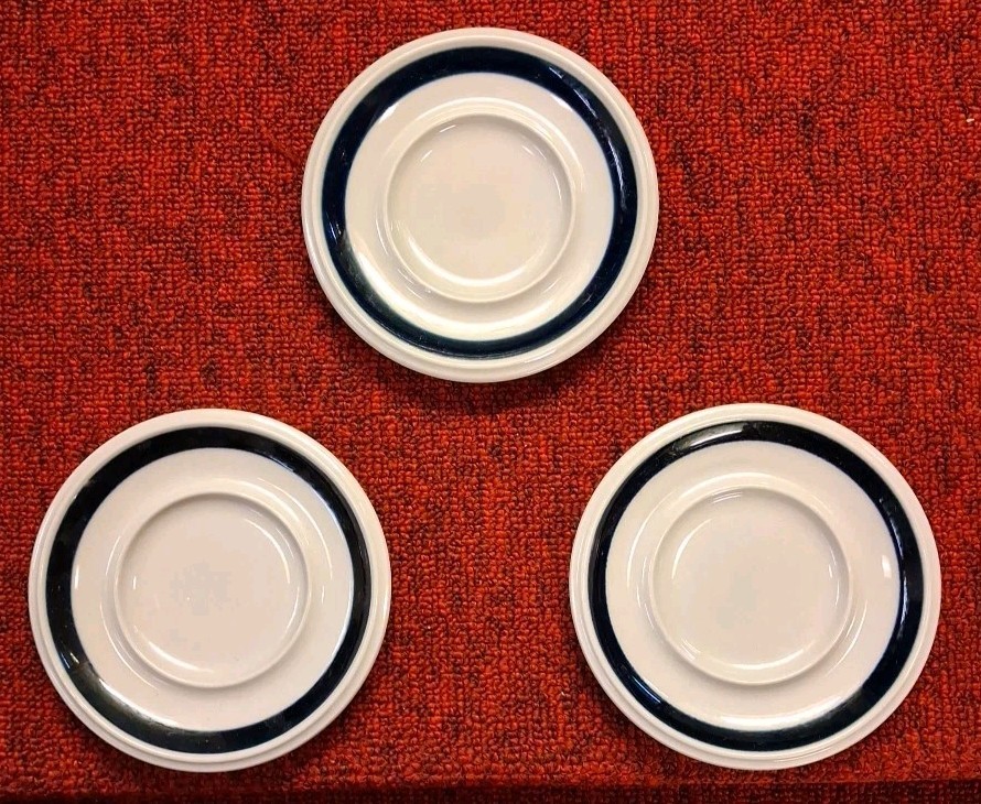 Set Of 3 Arabia Finland Anemone Blue Coffee Tea Mug Cups & Saucers 3 1/2″ Mixed