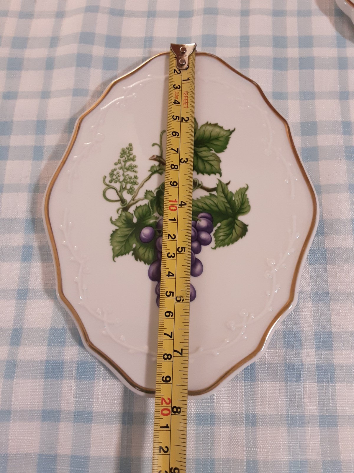 (2)1992 THE LENOX ORCHARD FINE 24K PORCELAIN TRIVETS SERIES FRUIT WALL PLAQUES