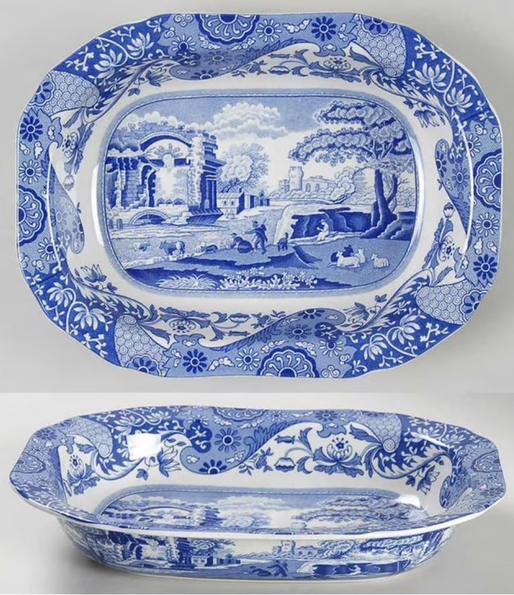 Spode Blue Italian Oval Serving Dish 9 x 6 1/2 inches