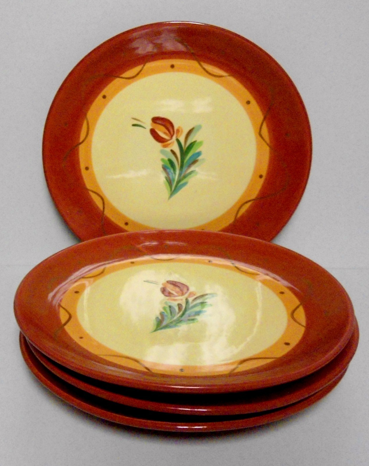 Gail Pittman SIENNA 7-7/8″ Salad Plates (SETS OF FOUR) FLOWER CENTER
