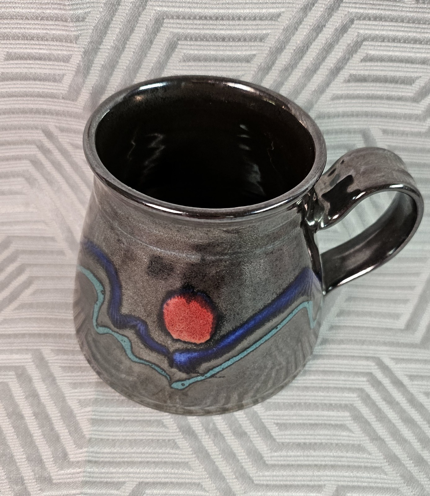 VTG Studio Pottery Coffee Mug Tea Cup 12oz Handmade Artist Lamb USA 1994