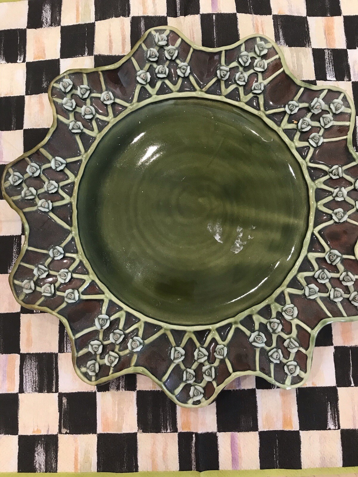 Mckenzie Childs Wittika 9.5”Rose Plate.