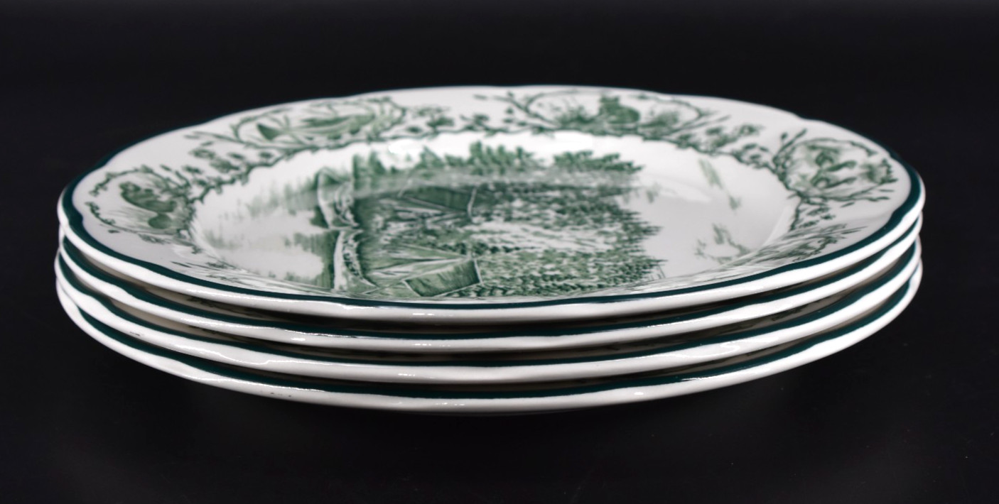 Bob TIMBERLAKE CAMP Green #166 (4) Dinner Plates 10 3/8” International England