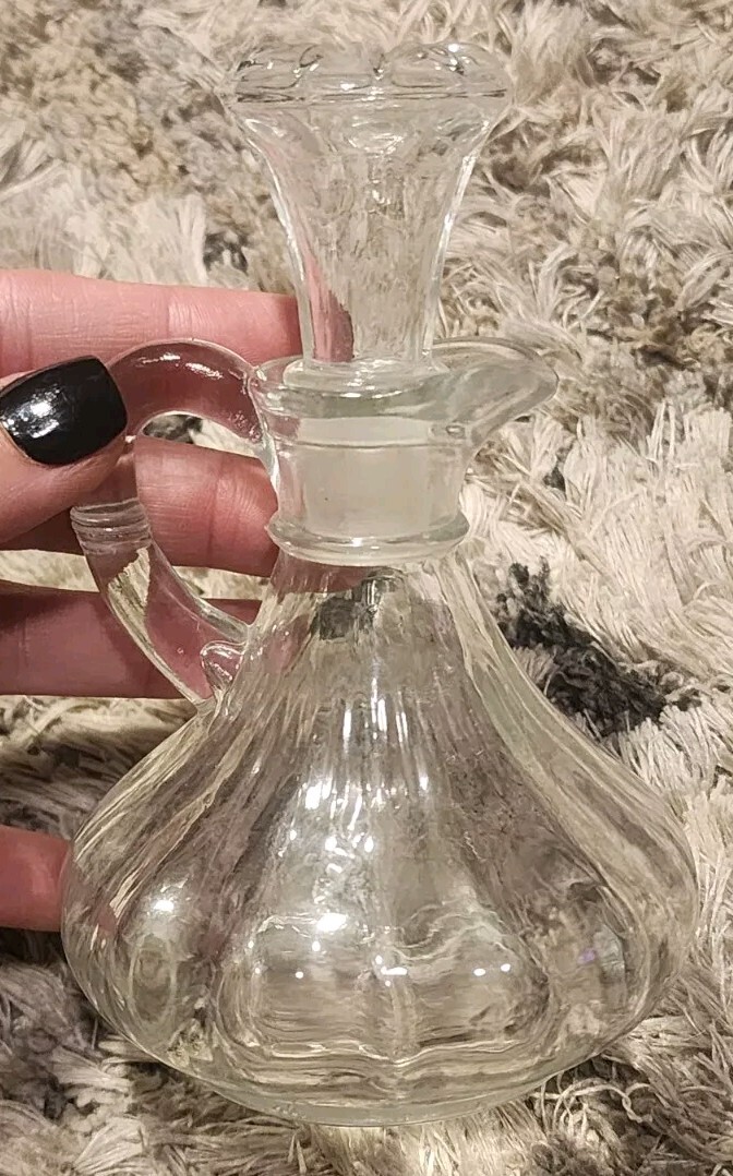 Vintage Anchor Hocking Vinegar or Oil Cruet Bottle with Stopper 5 1/2 Inches