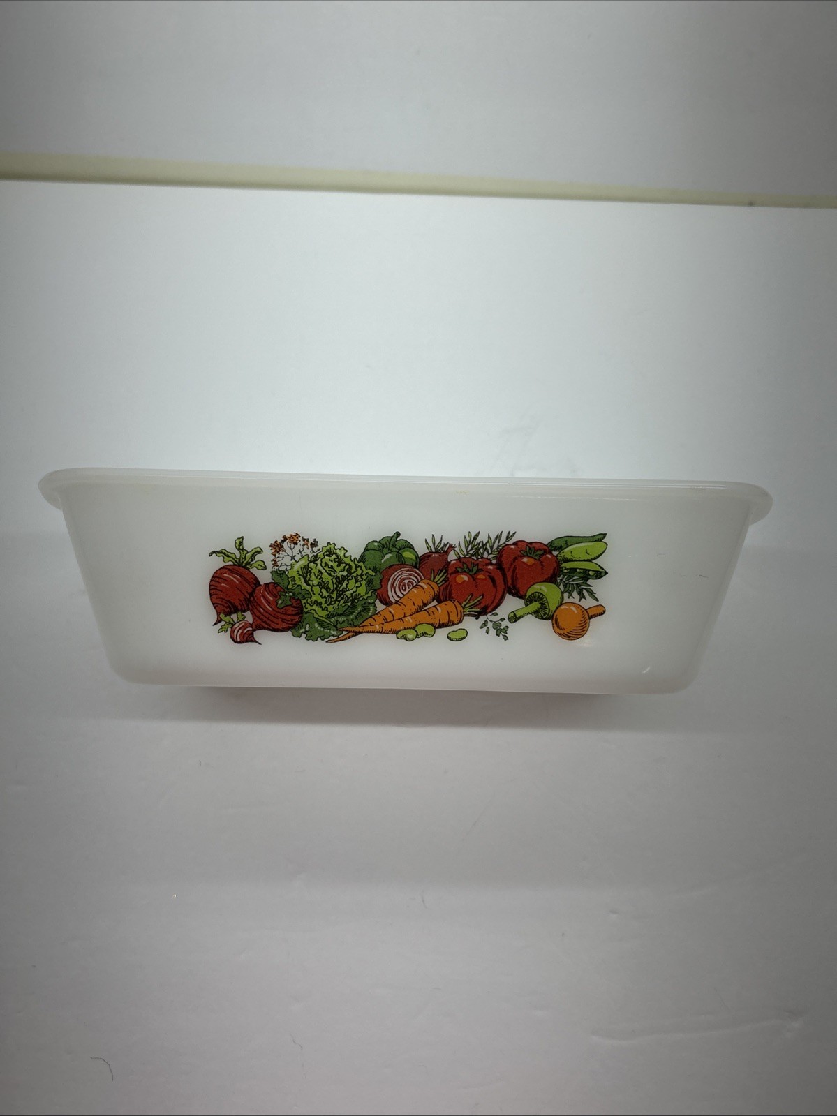 Vintage Glasbake Vegetable Design Milk Glass Bread Pan J522