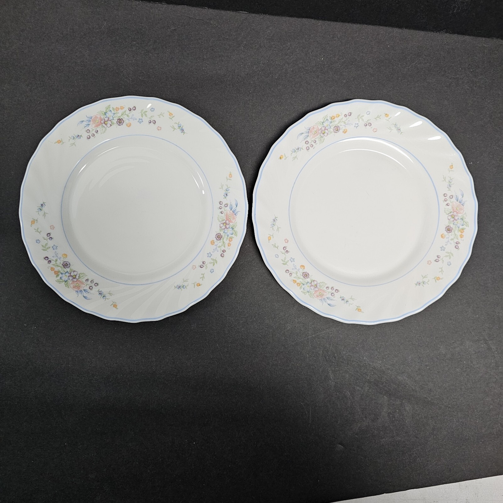 2 Vintage Arcopal Victoria Floral Salad Dessert Plates 7.75″ Made in France READ
