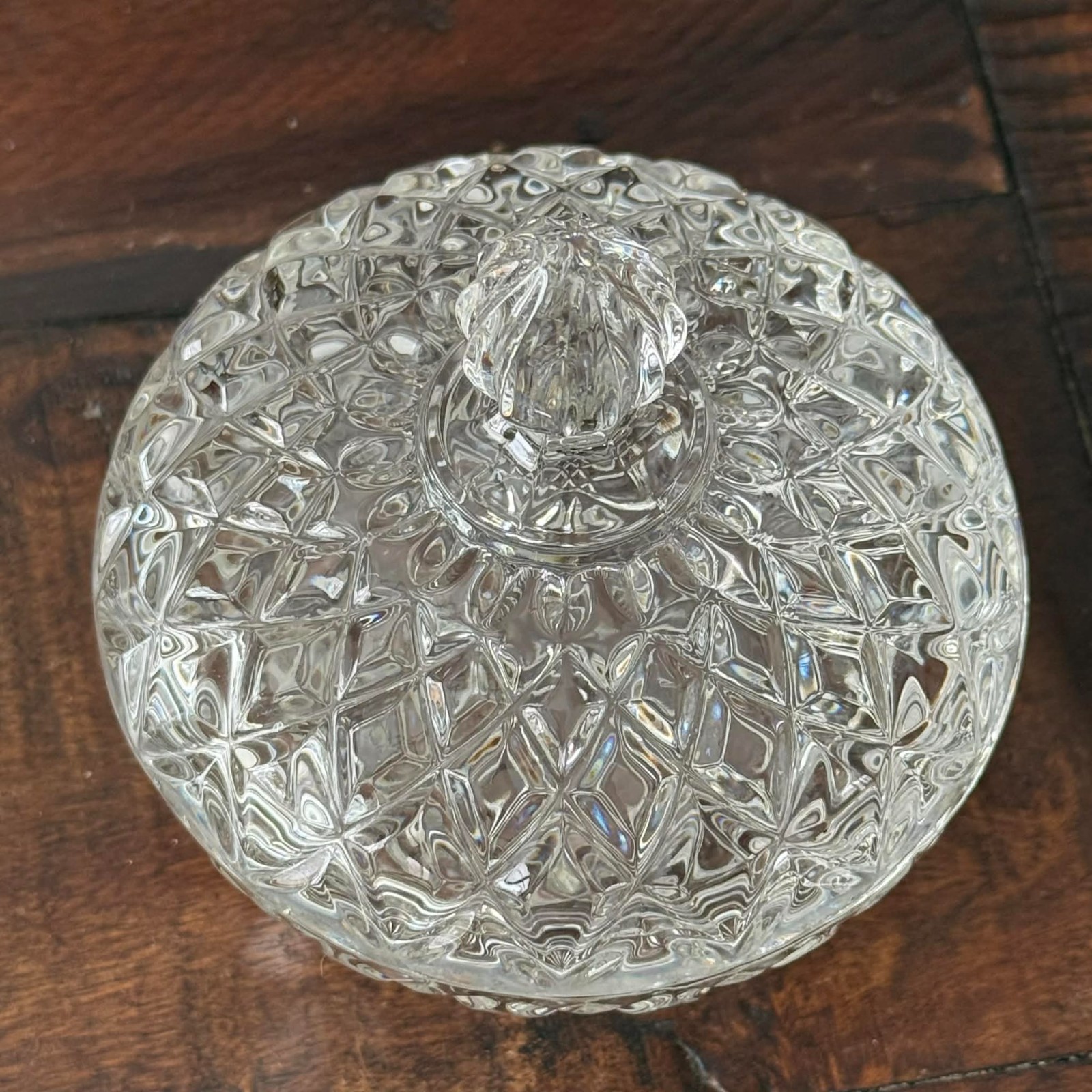Fifth Avenue Crystal Brighton Covered Candy Dish Diamond Cut Crystal 4.5″