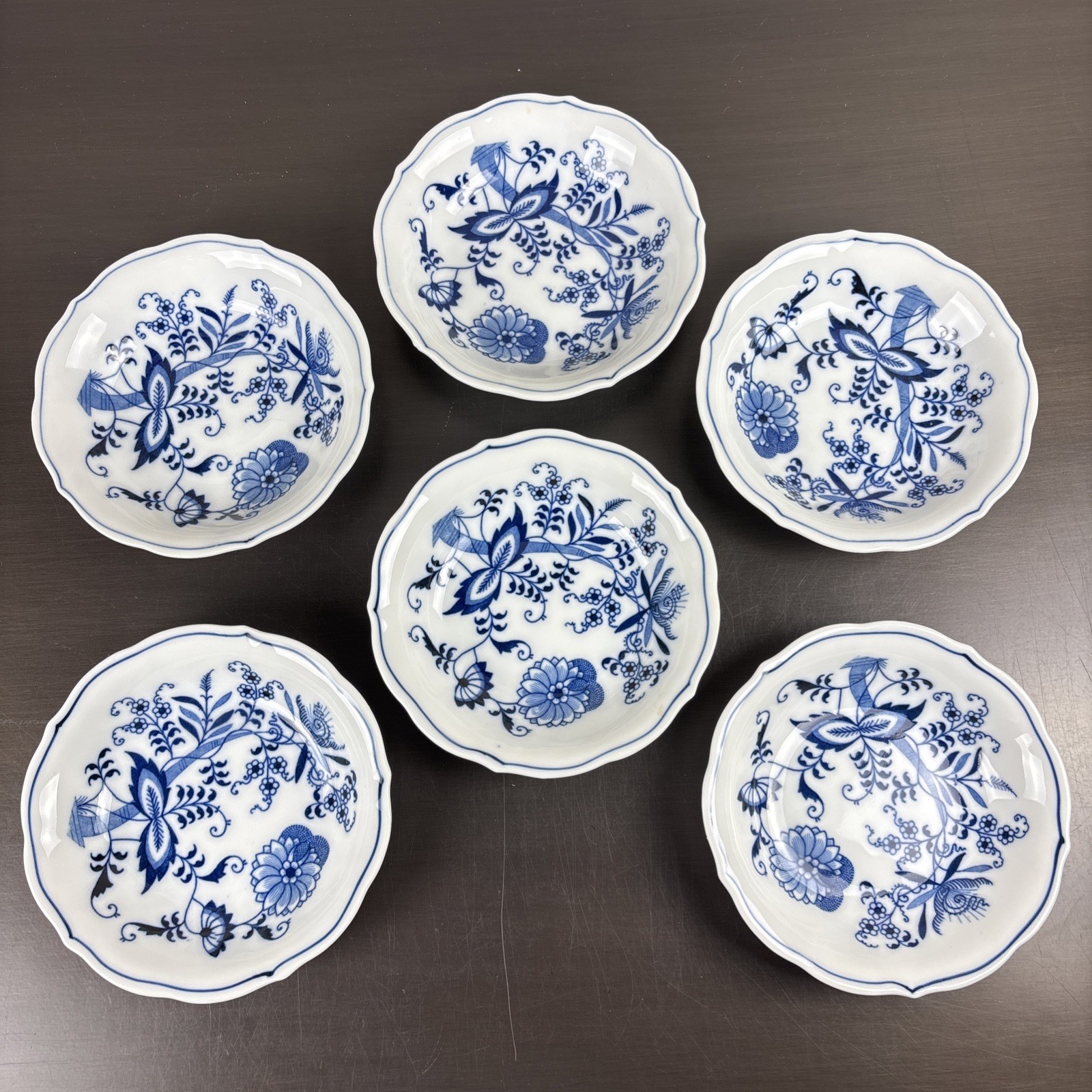 6 BLUE DANUBE JAPAN Onion 5 1/4″ Berry/Fruit / Cereal Bowls Set of 6 Rect Mark