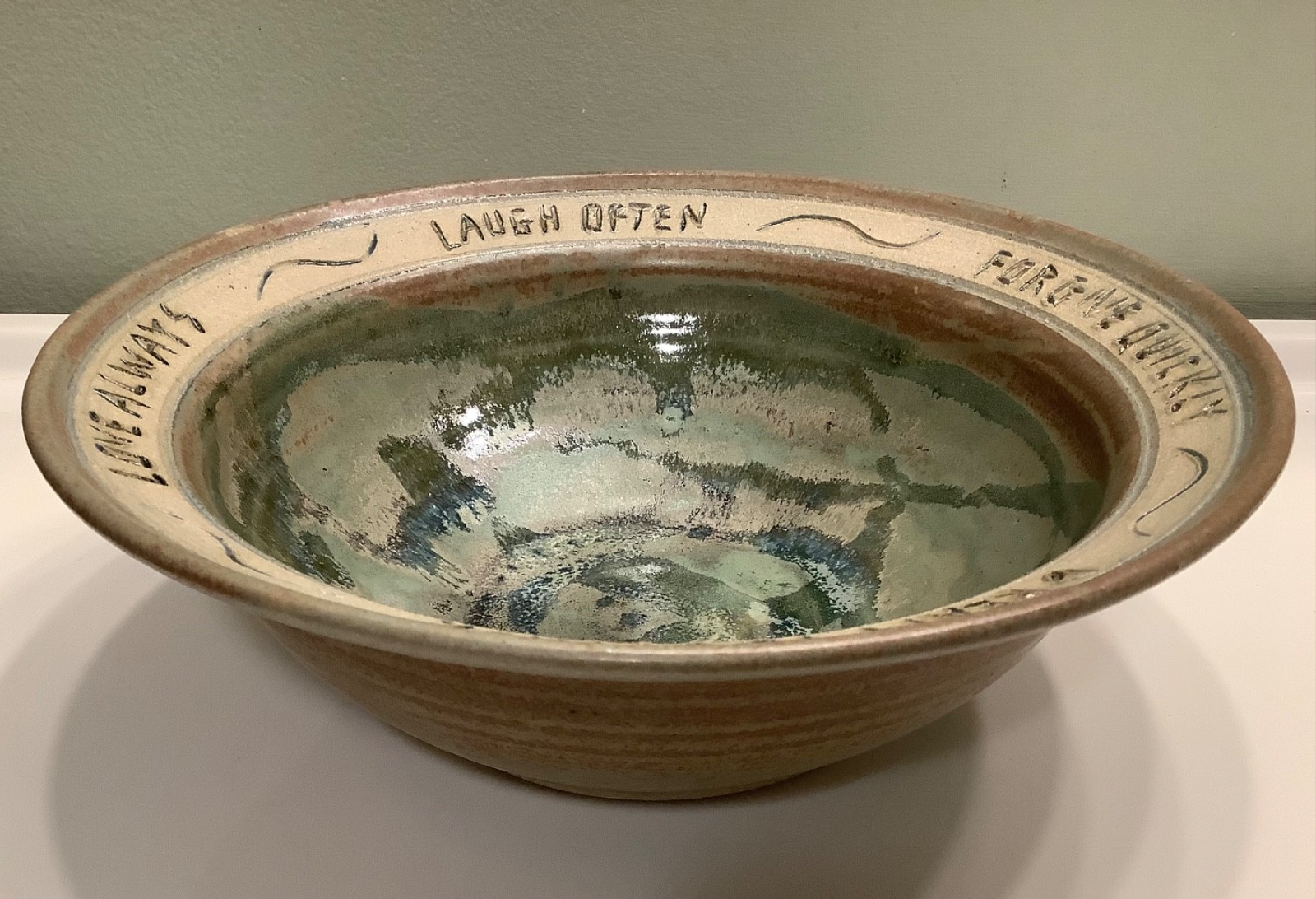 Bryan Becker Clay Werks Studio Pottery Blessings Bowl Gift Home Decor 8.25″