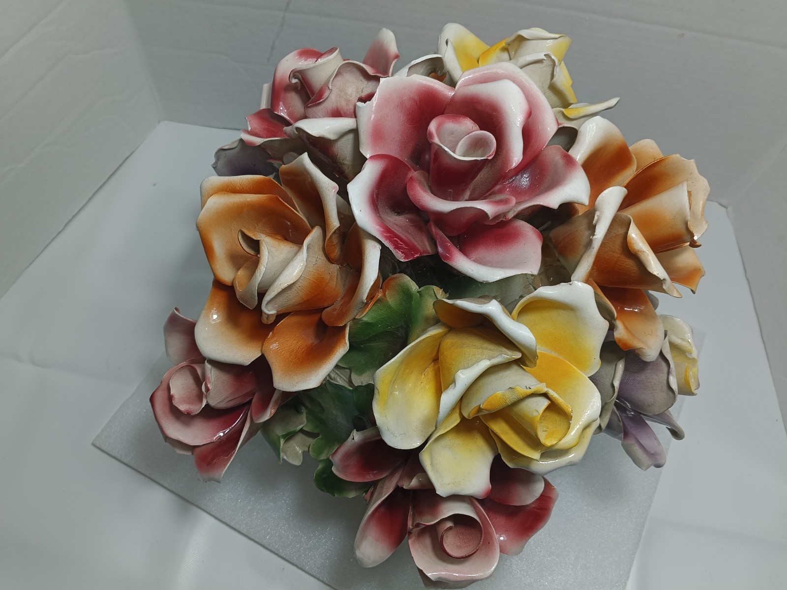 Italian XL Capodimonte Porcelain Flower Footed Floral Center Piece. Plz Read.