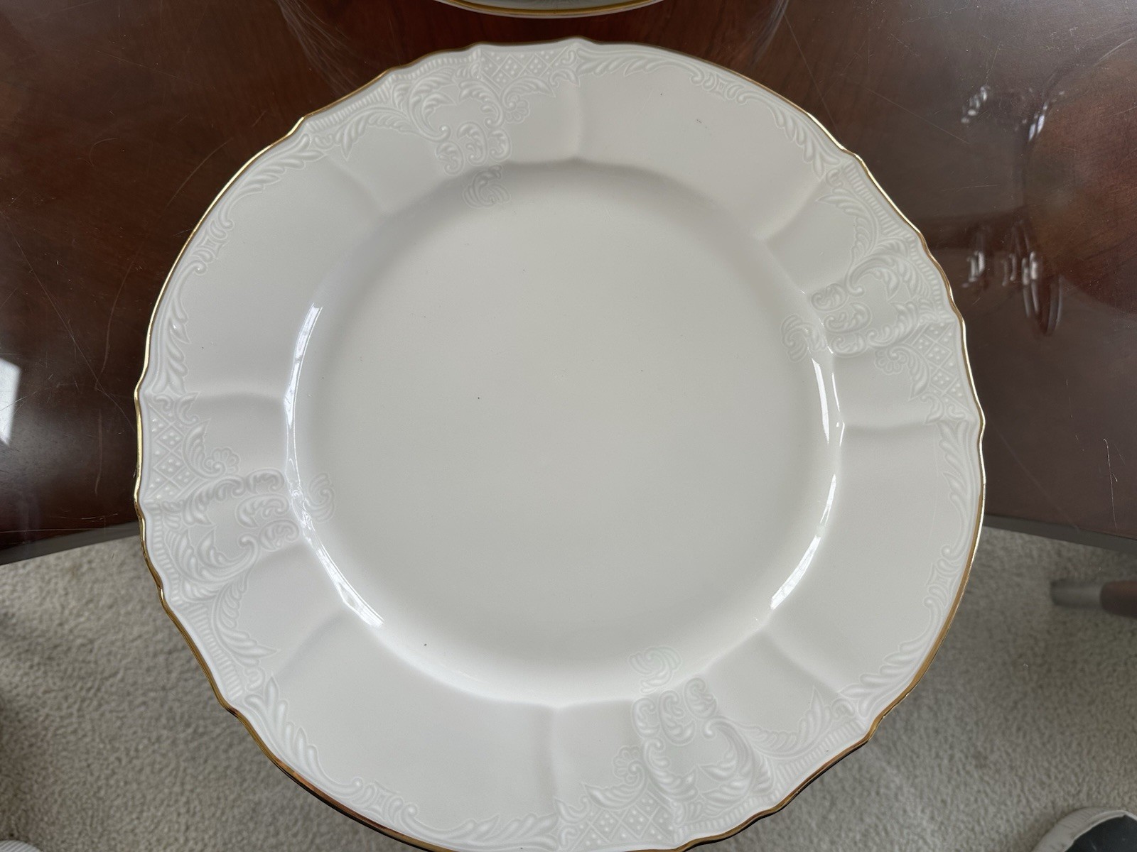 Formalities Baum Bros Bernadotte Ivory 12″ White Gold Dinner Charger Plate 4pc.