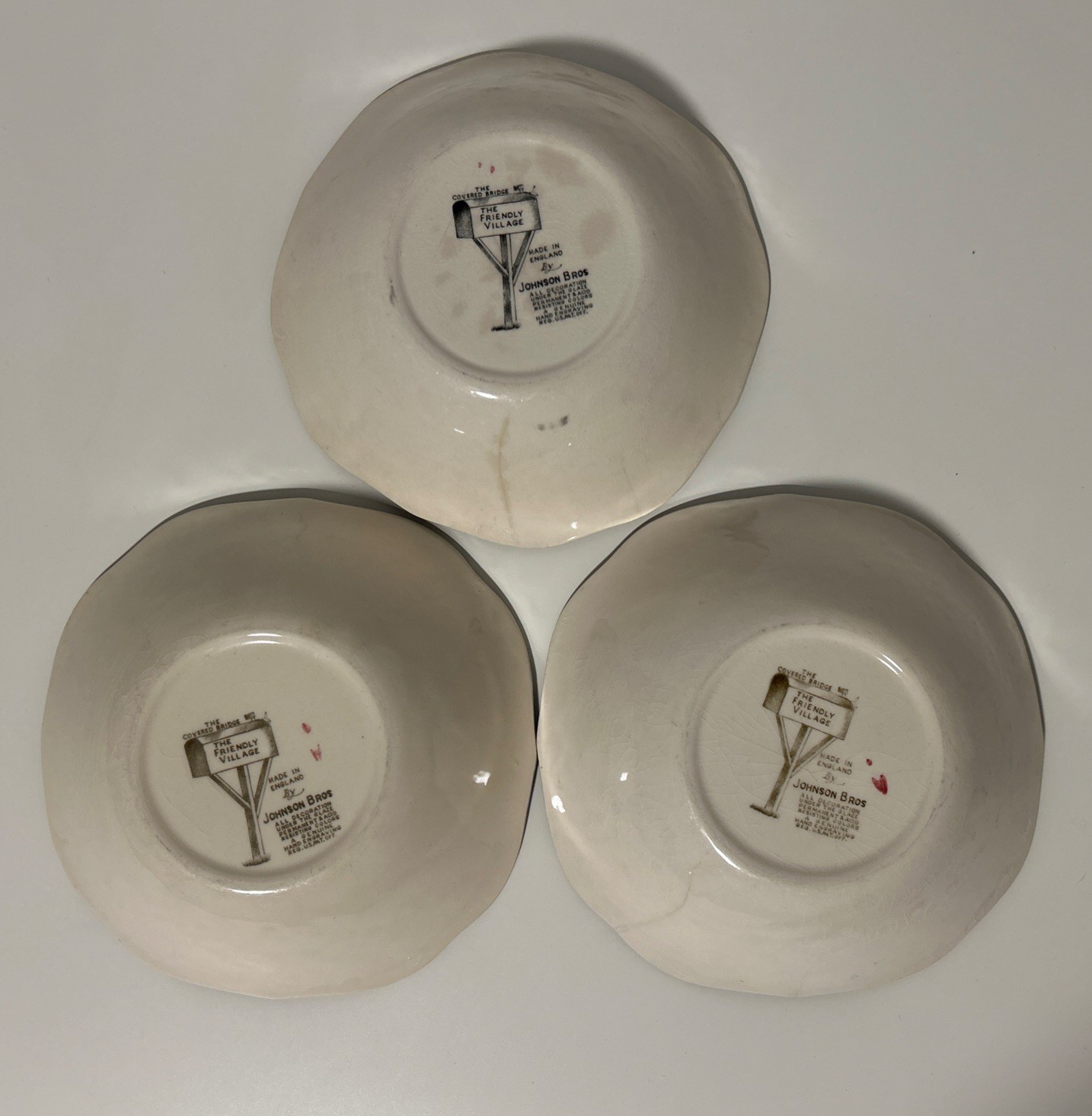 Johnson Brothers Friendly Village the Covered Bridge – Three Square Cereal Bowls