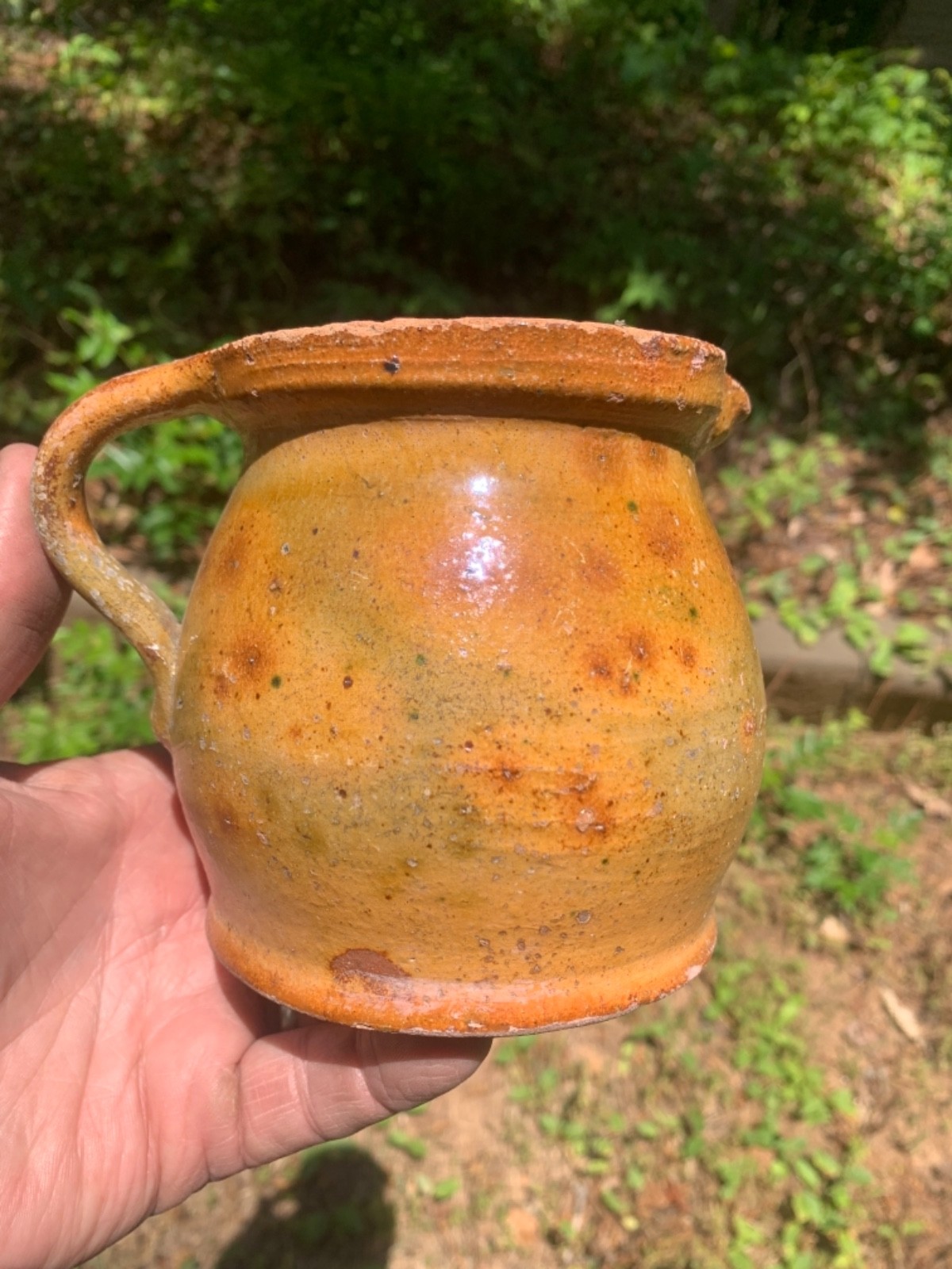 redware quart Pitcher Super Glaze no lid – flakes