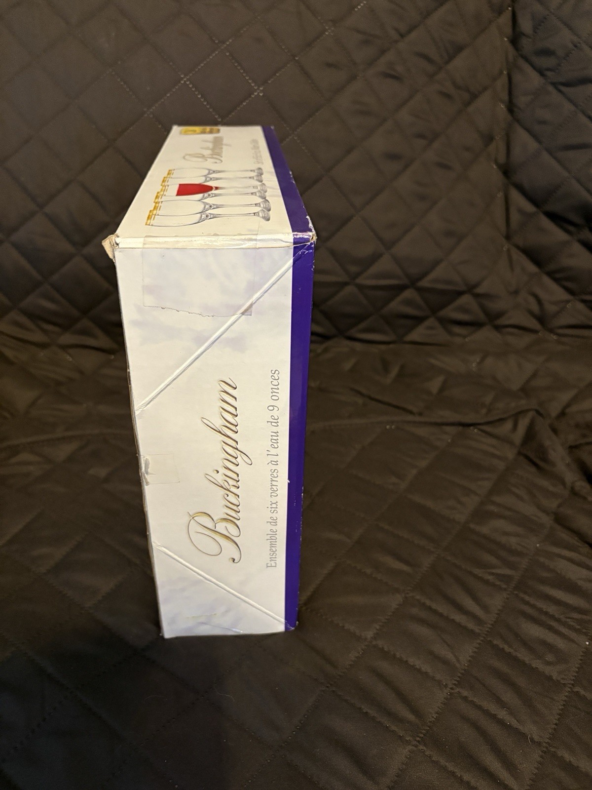 Set Of 6 9 Oz Buckingham Goblets New in Box 24 Karat Gold Trim Hand Decorated