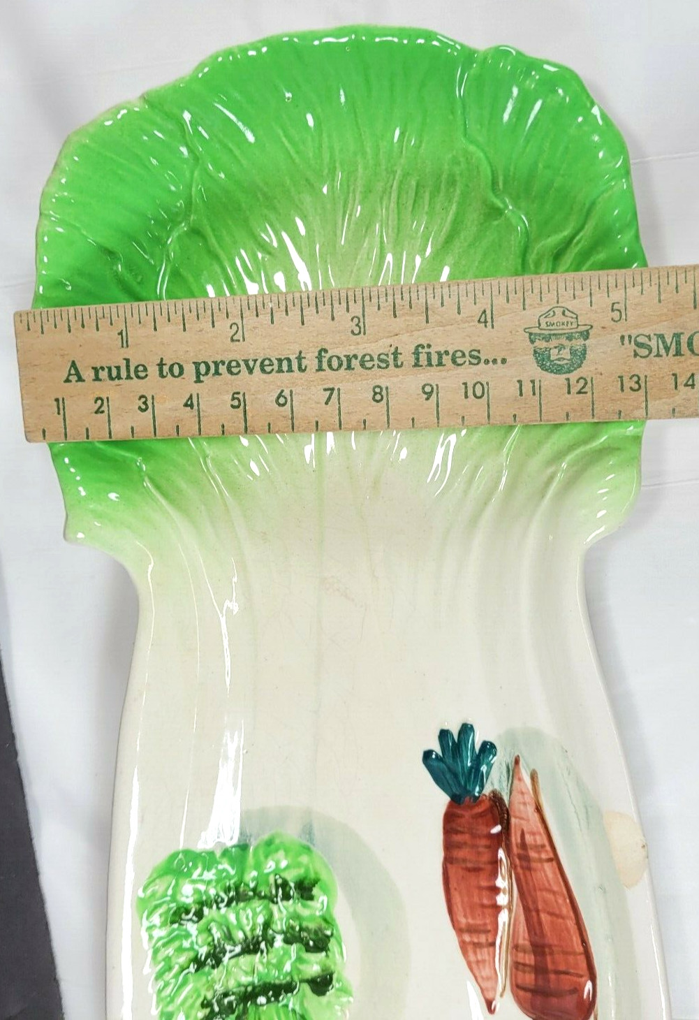 VTG Celery Shaped Vegetable Relish Serving Dish Ceramic Hand Painted See Picture