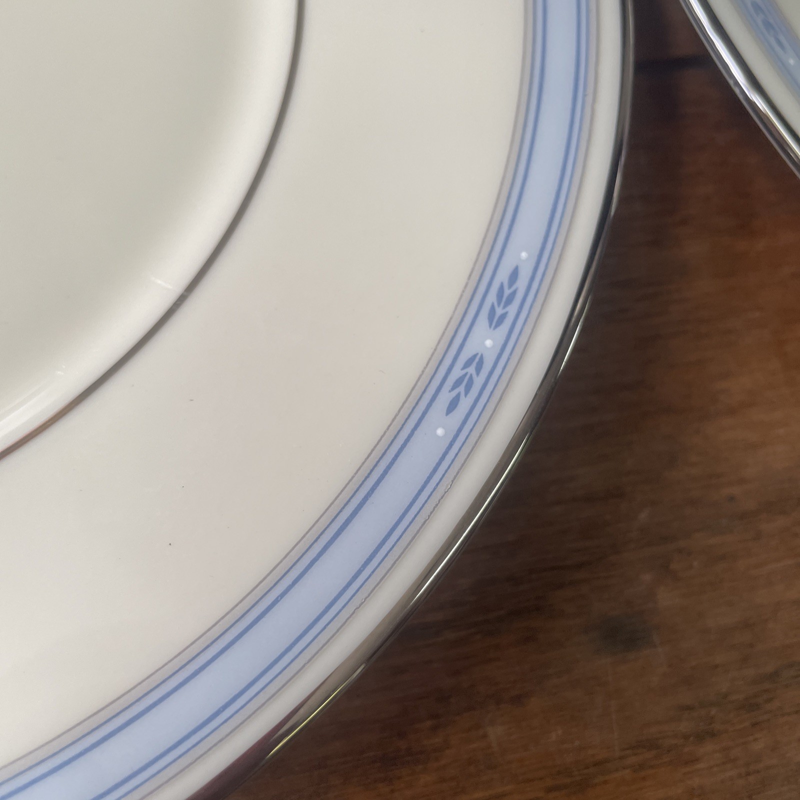 LENOX Courtland Salad Plate Set Of Four Blue Gray Band Platinum Trim 8”USA