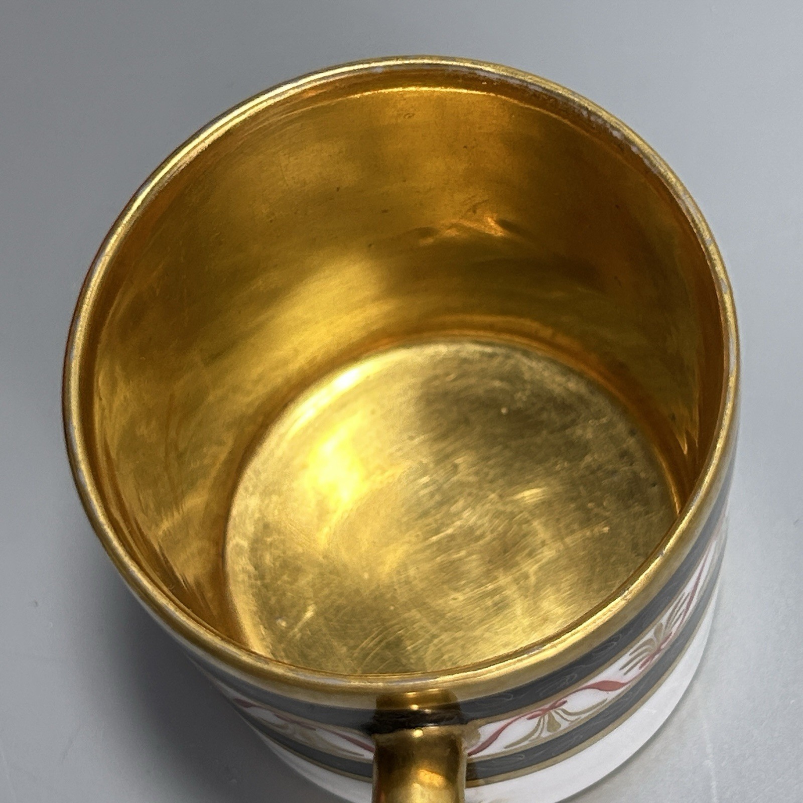 Antique Nast Veiux Paris Porcelain Cup C1815s Gilt French Empire 2.5”H Gold
