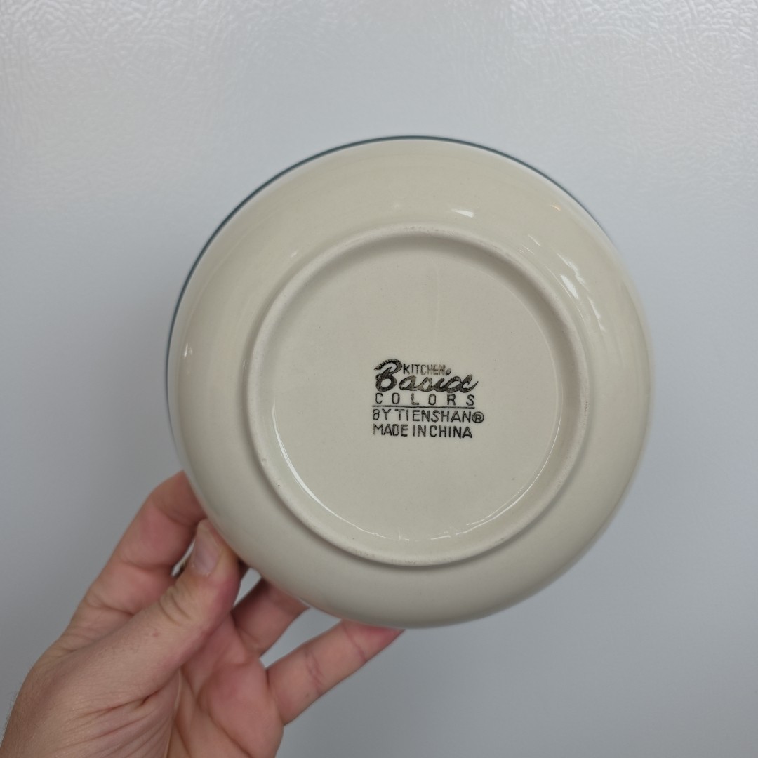 Kitchen Basics Colors By Tienshan Blue Green Stripe Cereal Soup Bowl