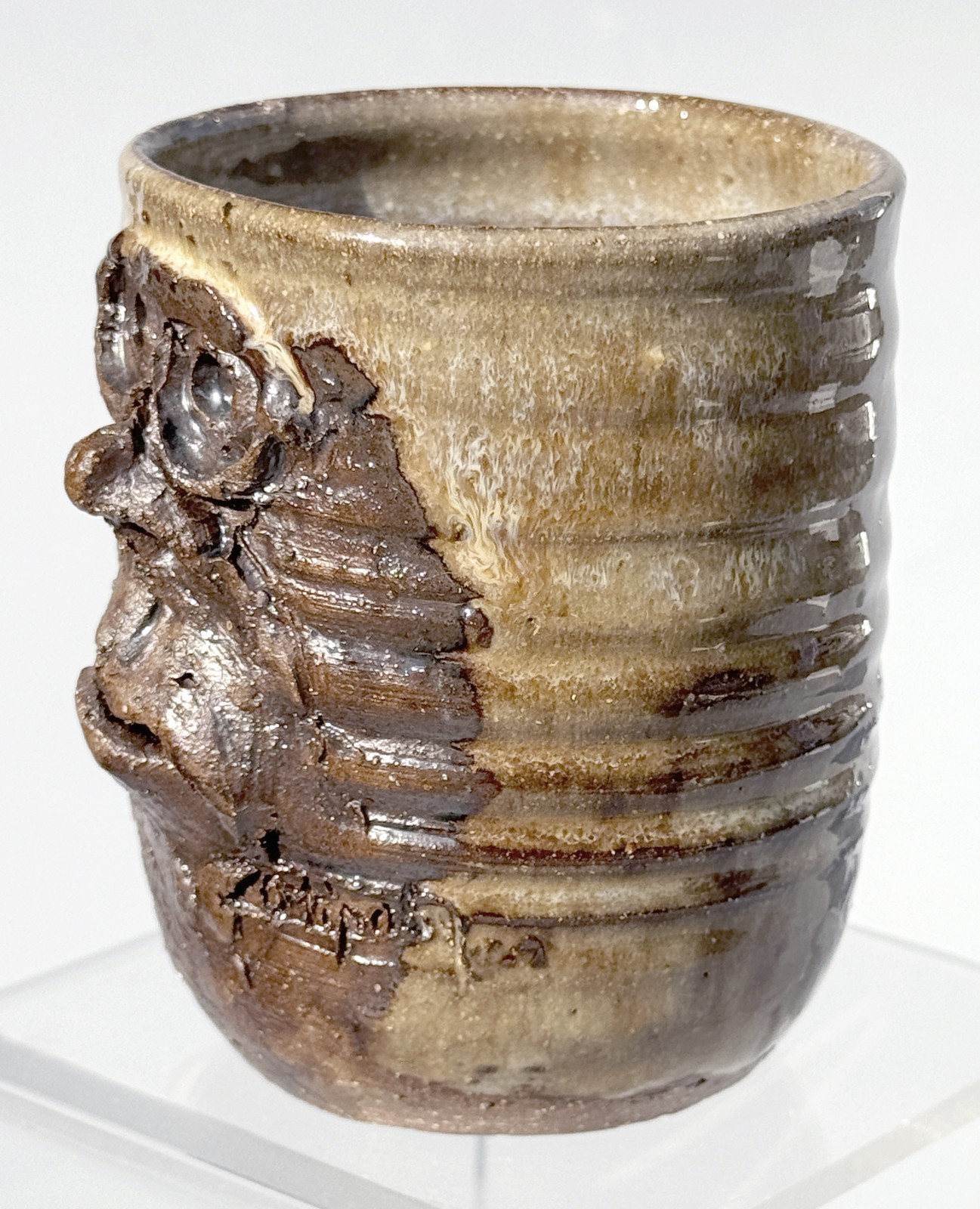 Studio Pottery Mug Weird Face, Gorilla?, Funny, Ugly, Creepy, Handmade Vintage