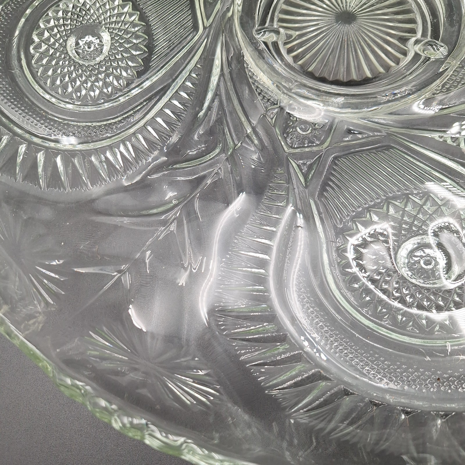 HUGE Vintage LE Smith Horseshoe Pinwheel and Stars Punch Bowl Underplate 21” EUC