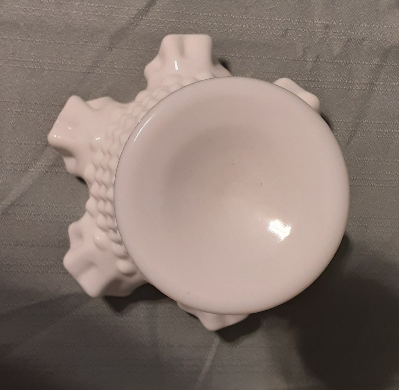 Vintage Fenton? Hobnail Milk Glass Depression Glass Crimped Compote/candy Dish