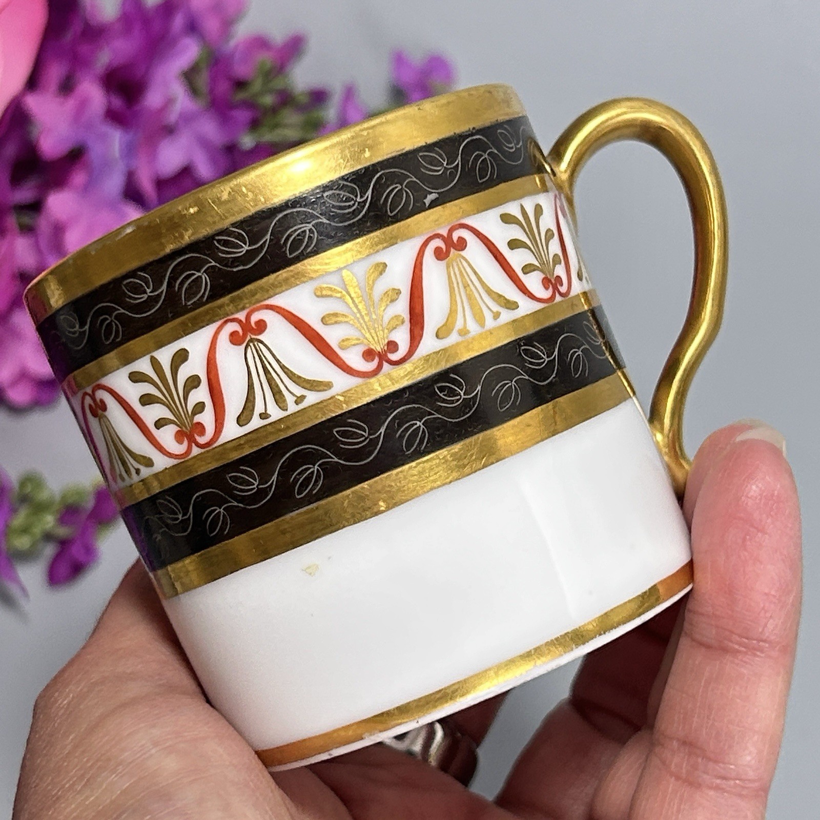 Antique Nast Veiux Paris Porcelain Cup C1815s Gilt French Empire 2.5”H Gold