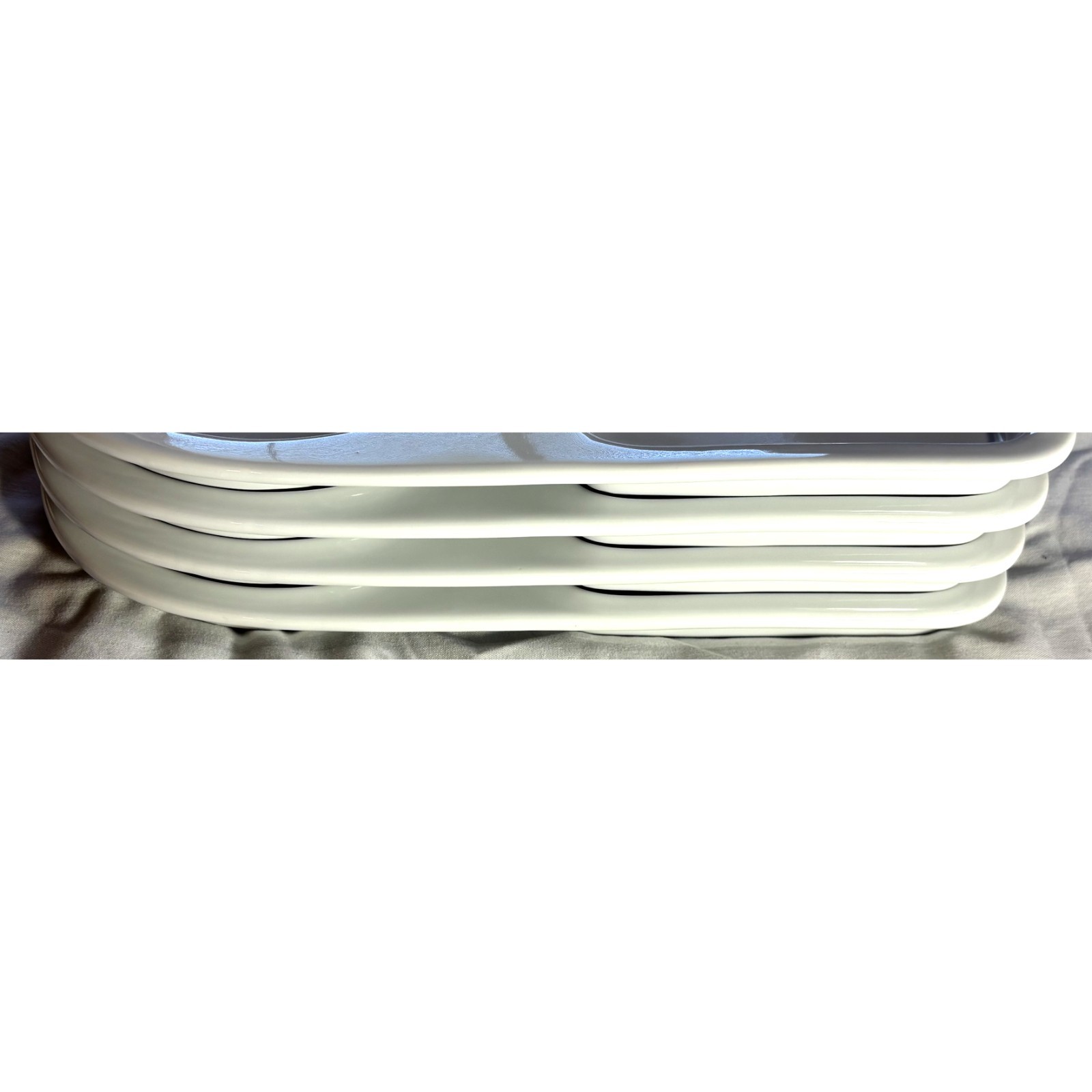 4 BIA Cordon Bleu White Divided Porcelain Soup Sandwich Plates 12 5/8″ x 6 5/8″