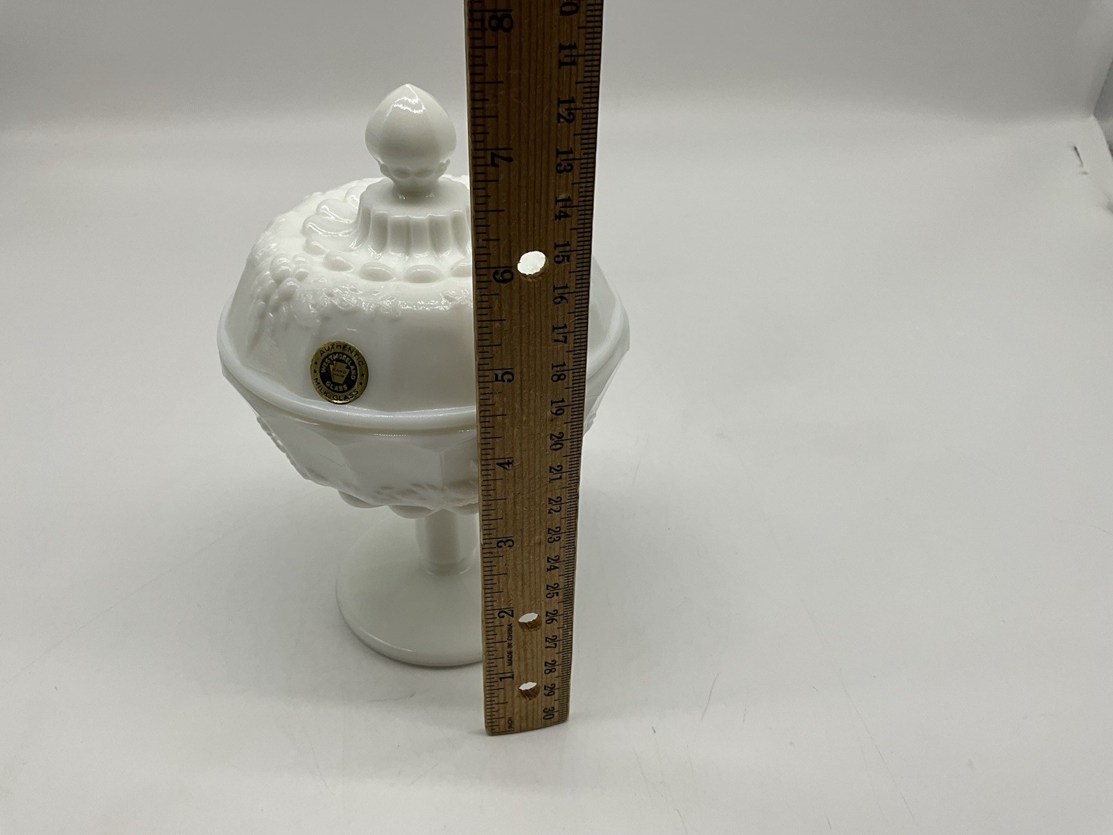 Westmoreland Milk Glass Covered Vintagee Candy Dish Marked Made in USA Collectib