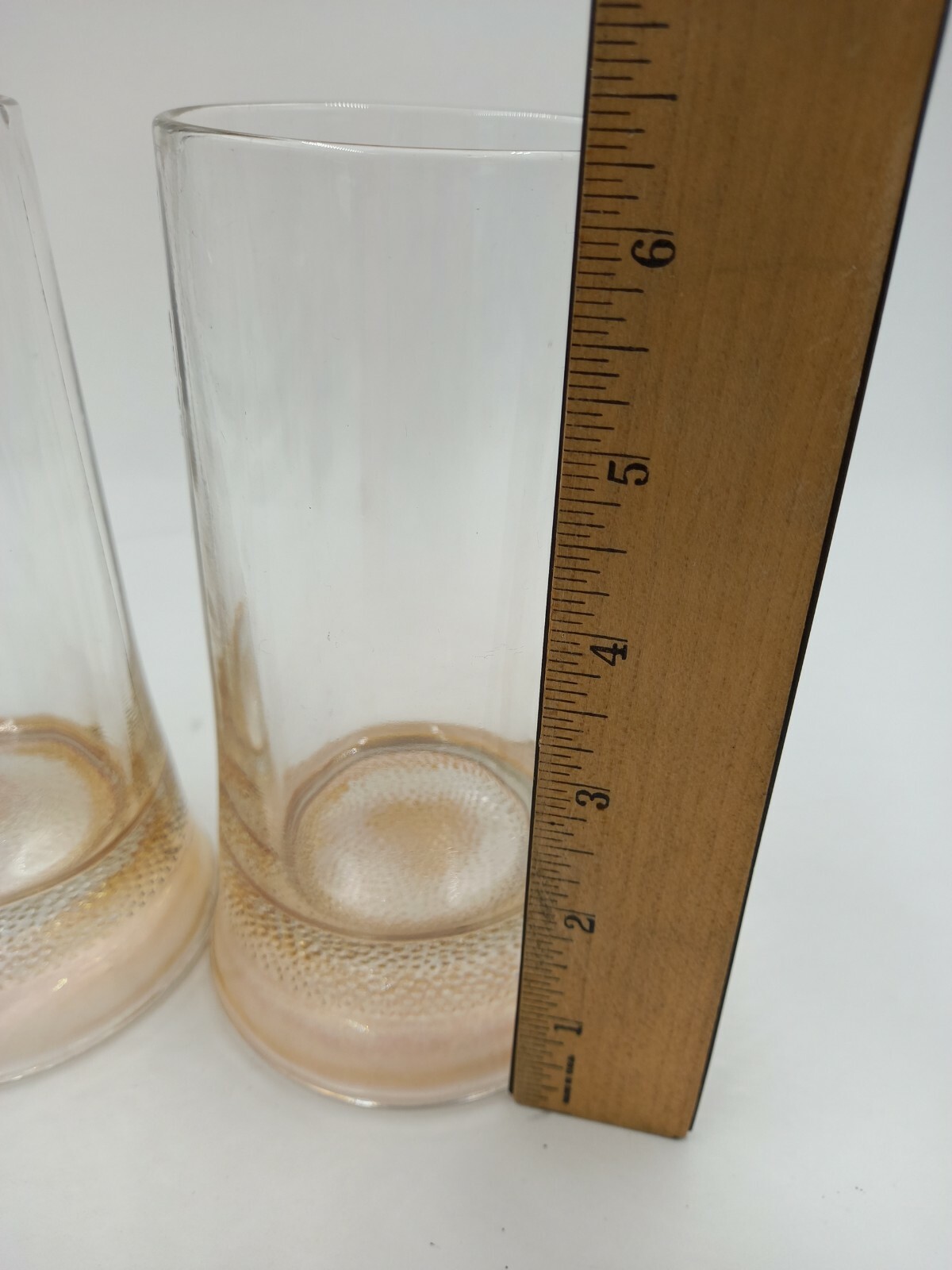 2 Glass Beer Mug Steins With Heavy Textured Bottom 6.25 in tall