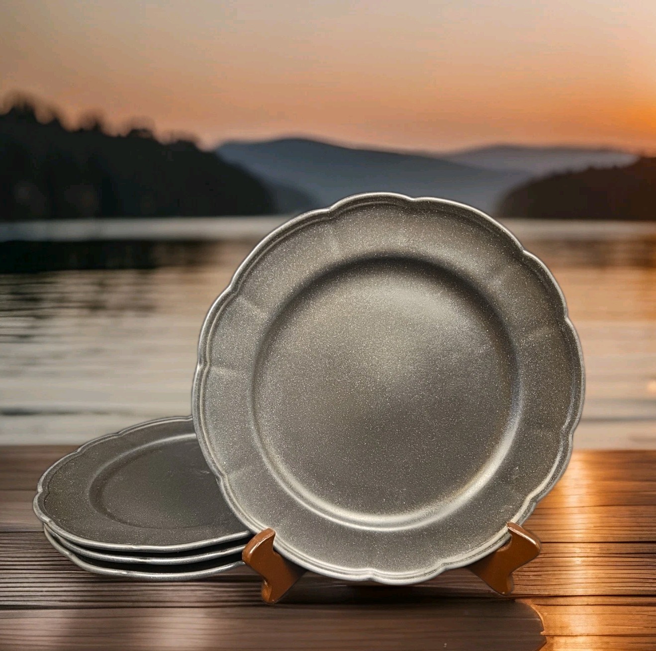 4 Home Beautiful Stoneware 10.25 In. Dinner Plate Set Matte Black