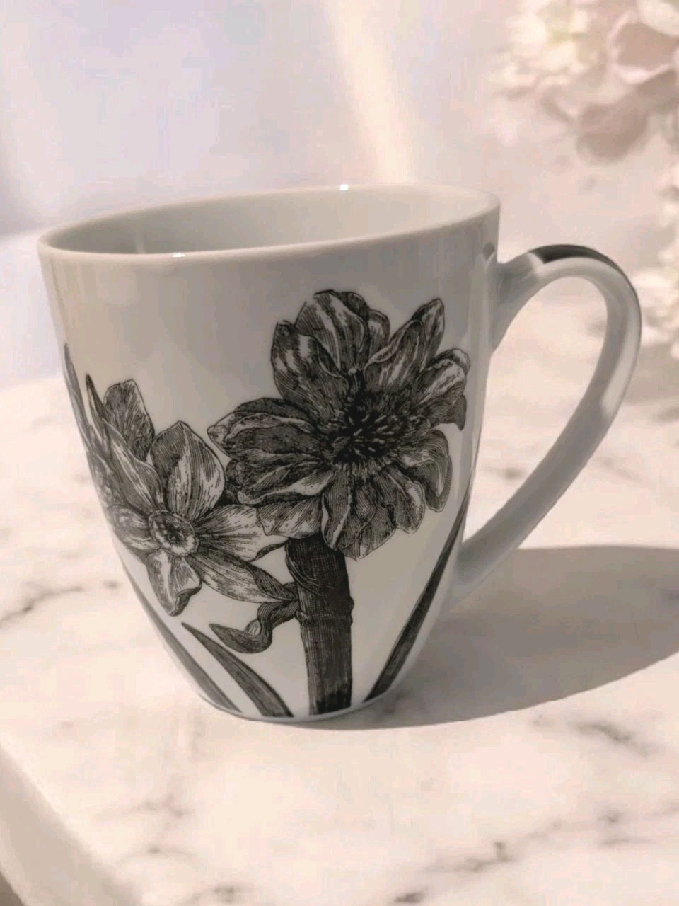 Paula Scaletta Porcelain Coffee Mug Flowers & Bees Black And White Germany