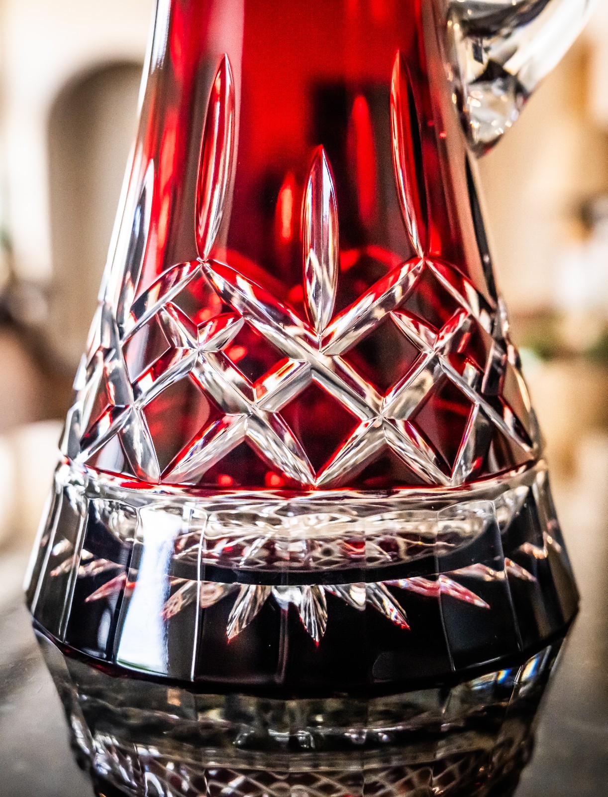 Waterford Crystal Lismore Red Cut to Clear 10 7/8″ Tall Pitcher 52 oz