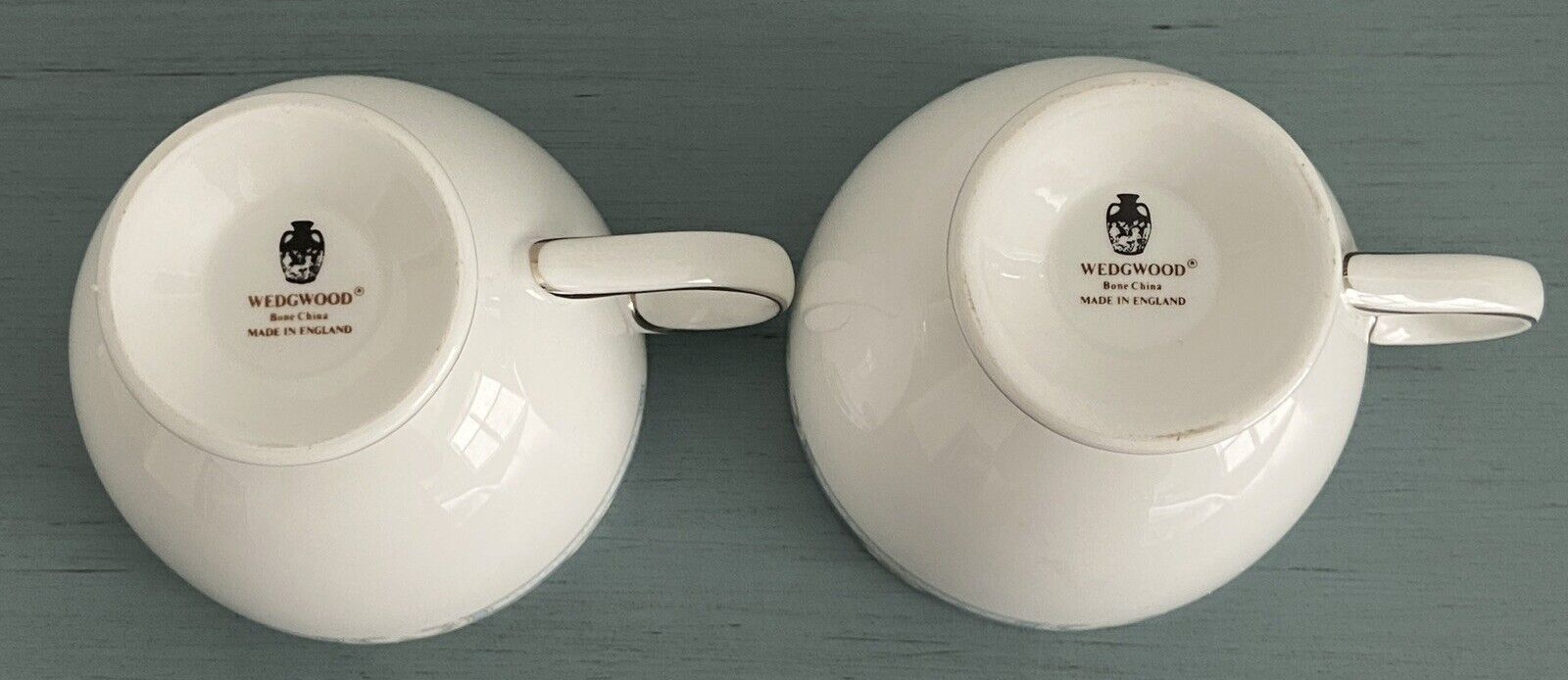 Wedgwood Masefield White & Blue Teacup Set of 2 Platinum Trim England
