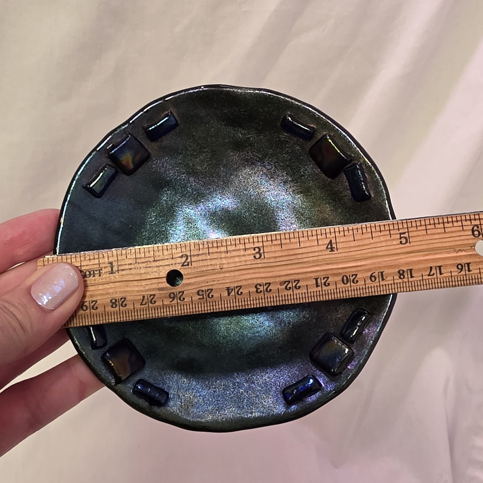 Artisan Fused Studio Art Glass Dichroic Plate -Highly Iridescent
