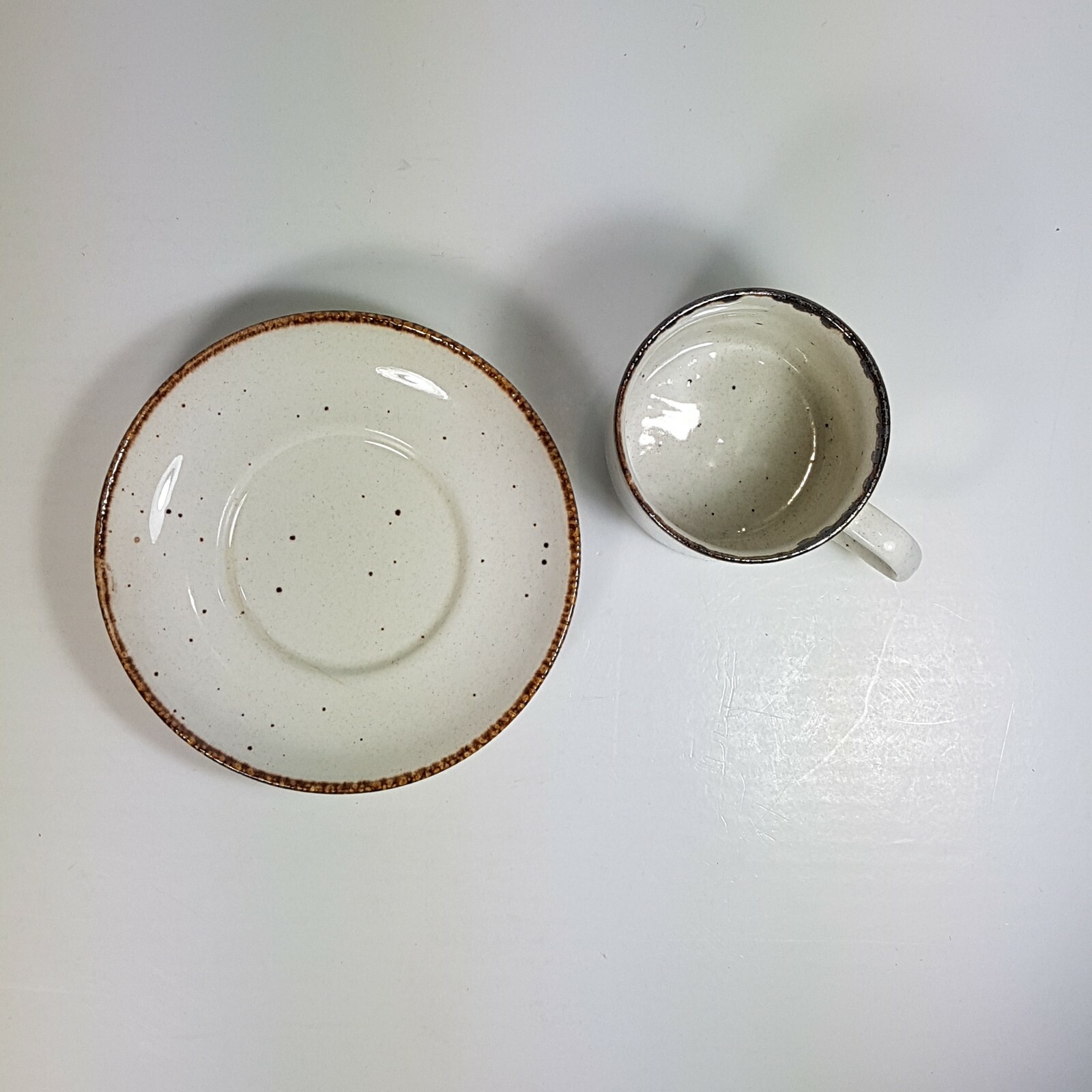 J&G Meakin Lifestyle Cup & Saucer Set Crazing/Blemish (See Picture)