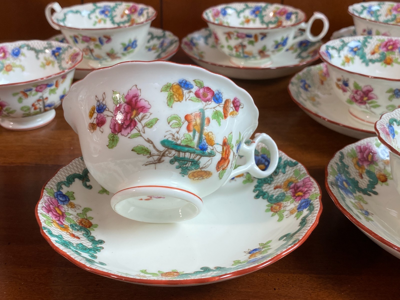 ca. 1930s ROYAL CAULDON bone china dinnerware, cups set, 48pcs, gorgeous