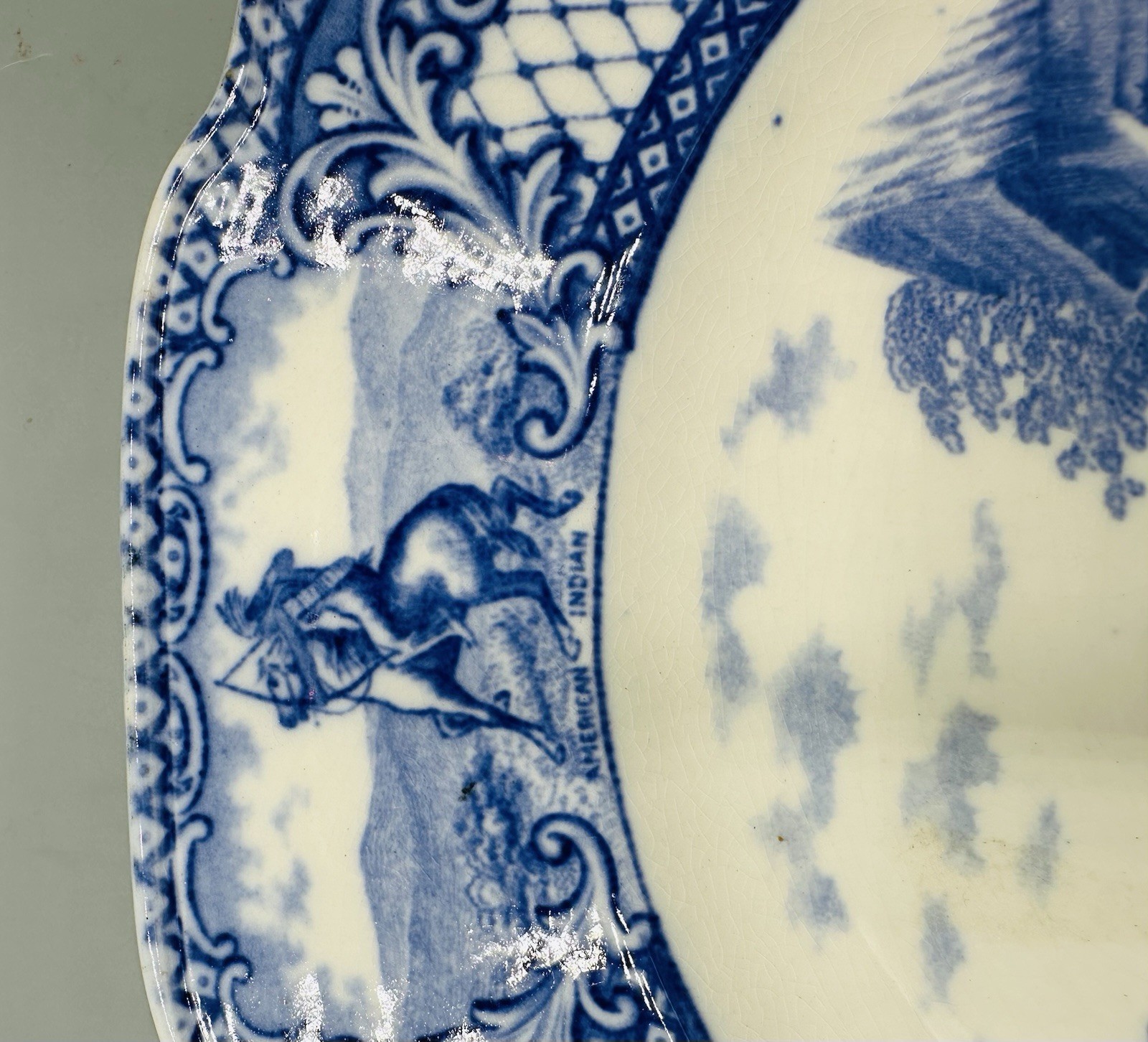 Crown Ducal Colonial Times 10.5″ Dinner Plate First Thanksgiving Blue Mint