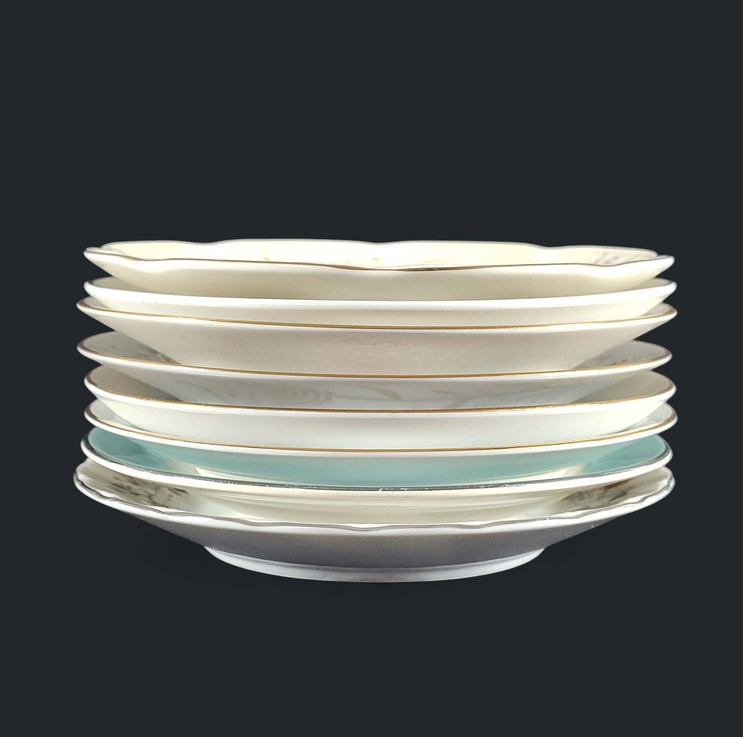 Mixed Lot Saucers Farmhouse Granny Cottage Shabby Mismatched China Set of 8
