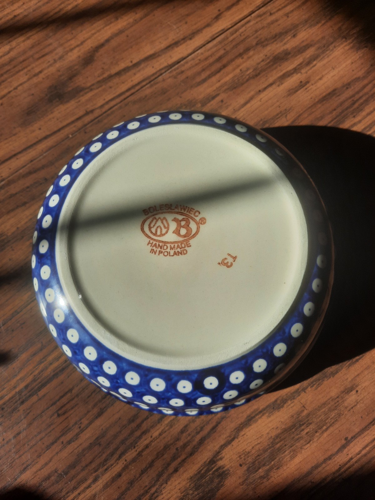 Authentic Boleslawiec Polish Pottery 7.75″ Serving Bowl Blue Eyes Polka Dot…