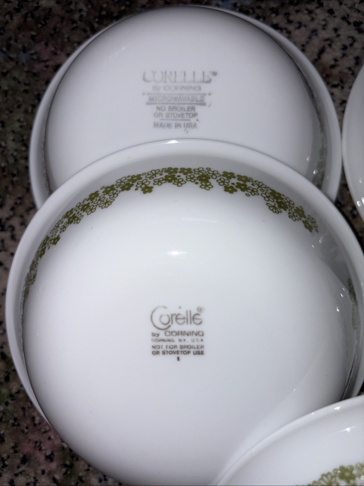Set of 6 Crazy Daisy Spring Blossom Corning Corelle Berry dessert Bowls 1970s