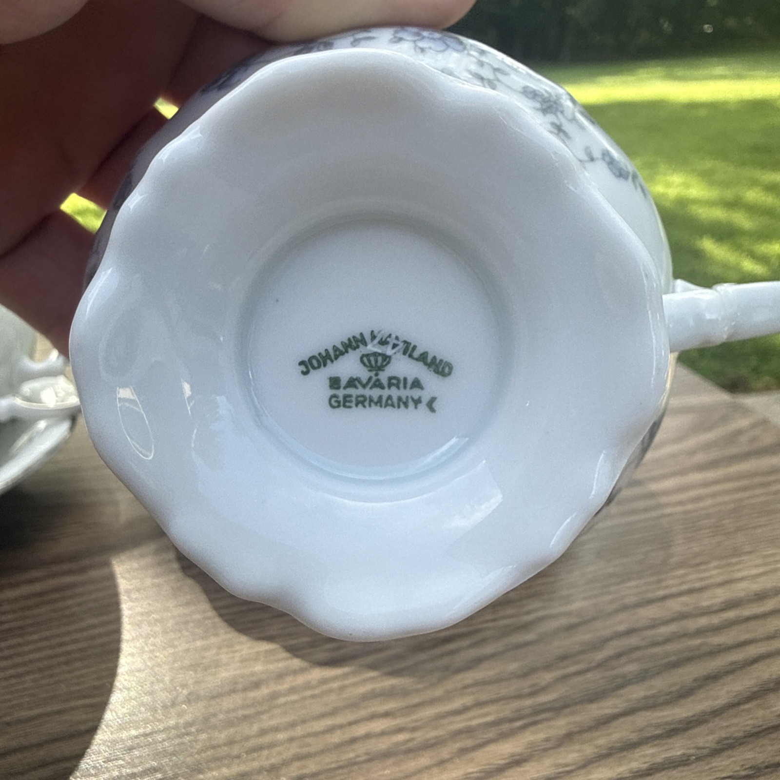 Johann Haviland Blue Garland Footed Tea Cup & Saucer Bavaria Germany Set of 2