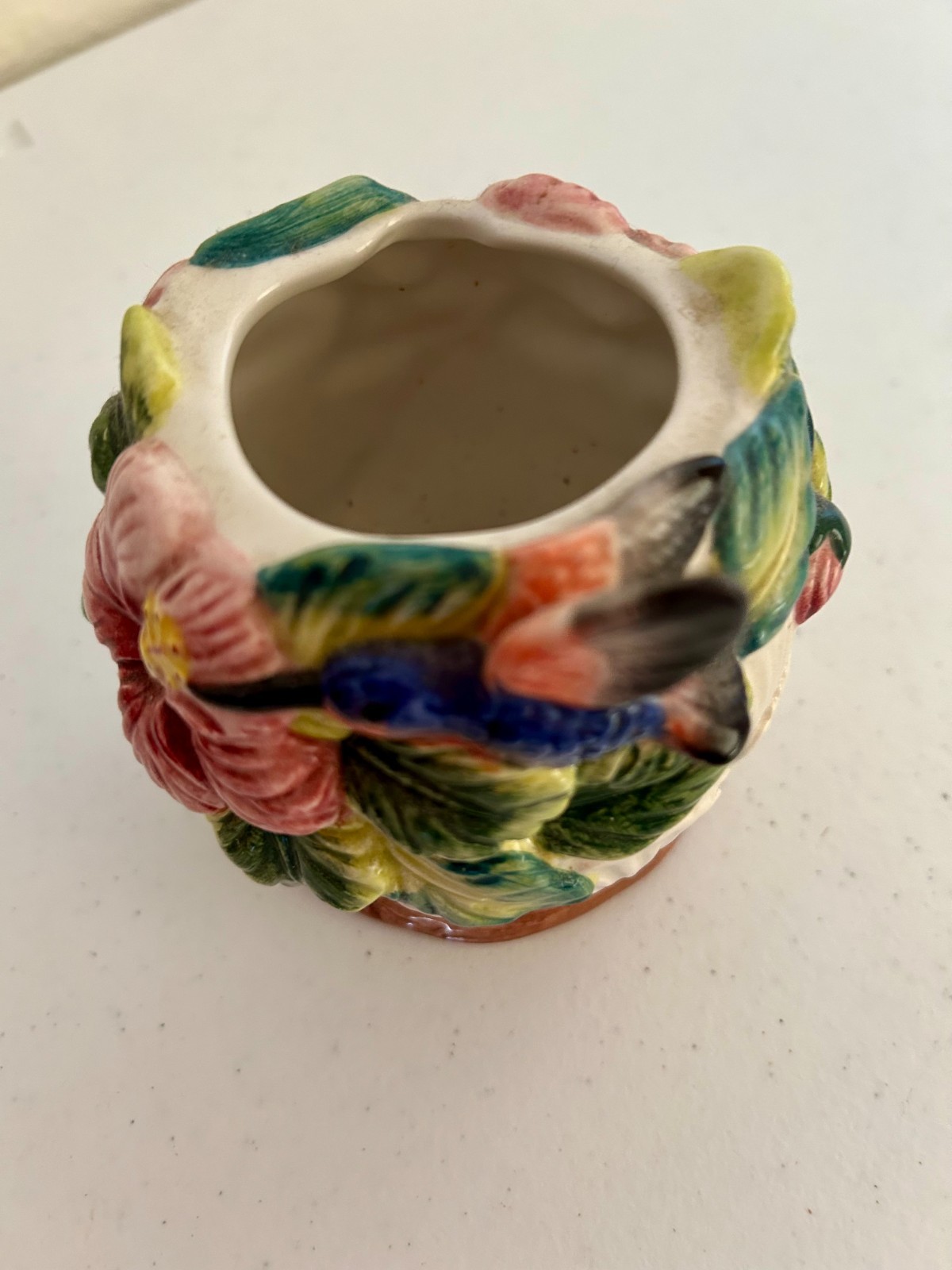 Decorative Creamer and Sugar Set with Hummingbird, Bees and Floral Design