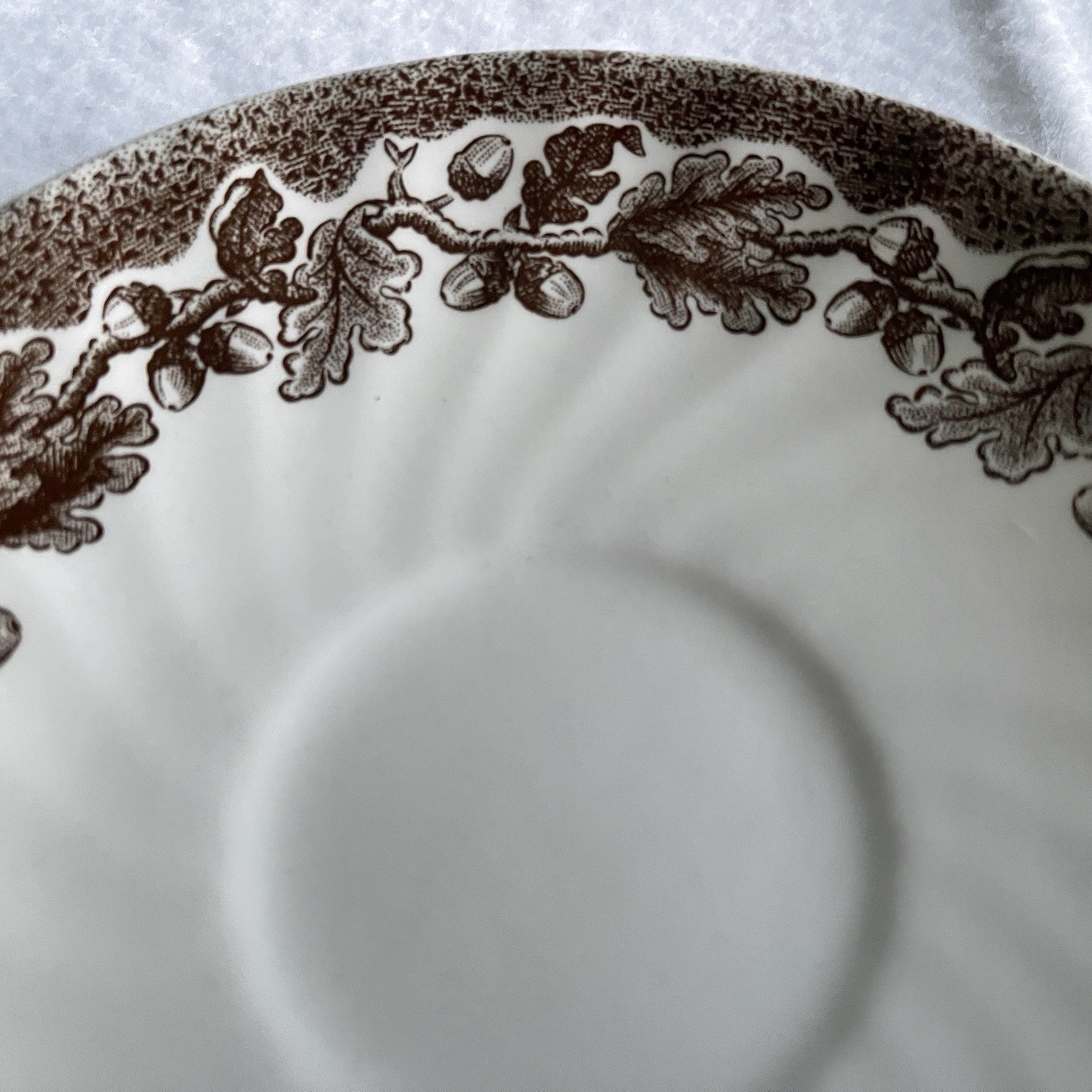 Churchill Country Life Brown Saucer Acorn Oak Leaf Pattern 5.5″ Vintage